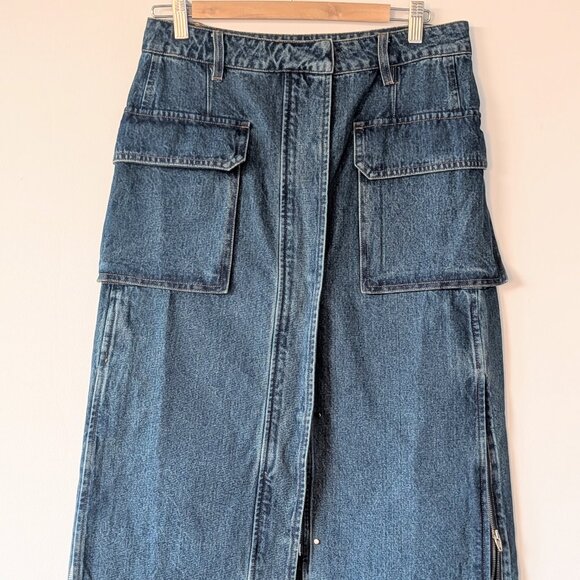 Pixie Market Denim Cargo Maxi sz L - Picture 2 of 7